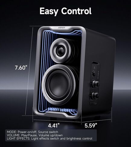Edifier QR30 2.0 مكبر صوت نشط لسطح المكتب، سماعات كمبيوتر مدمجة بلوتوث V5.4، مكبر صوت لاسلكي على رف الكتب، 30 وات (RMS)، مدخل سلكي AUX وUSB-A 3.5 مم، تأثيرات ضوئية ديناميكية (متجددة) in Saudi Arabia