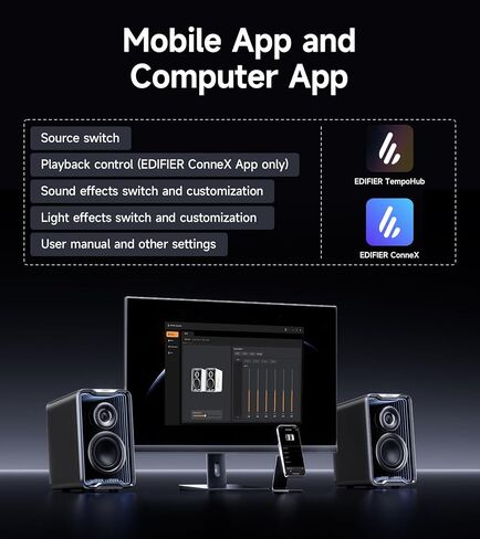 Edifier QR30 2.0 مكبر صوت نشط لسطح المكتب، سماعات كمبيوتر مدمجة بلوتوث V5.4، مكبر صوت لاسلكي على رف الكتب، 30 وات (RMS)، مدخل سلكي AUX وUSB-A 3.5 مم، تأثيرات ضوئية ديناميكية (متجددة) in Saudi Arabia
