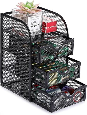 BTSKY Metal Mesh Battery Storage Organizer for AA, AAA, 9V, C Batteries, 3-Drawer Storage Box Battery Holder Organizer for Common Types Batteries, Household Container (Batteries Not Included) in Saudi Arabia