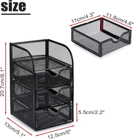 BTSKY Metal Mesh Battery Storage Organizer for AA, AAA, 9V, C Batteries, 3-Drawer Storage Box Battery Holder Organizer for Common Types Batteries, Household Container (Batteries Not Included) in Saudi Arabia
