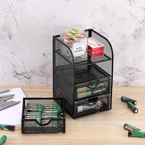 BTSKY Metal Mesh Battery Storage Organizer for AA, AAA, 9V, C Batteries, 3-Drawer Storage Box Battery Holder Organizer for Common Types Batteries, Household Container (Batteries Not Included) in Saudi Arabia