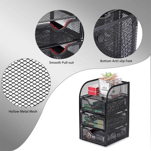 BTSKY Metal Mesh Battery Storage Organizer for AA, AAA, 9V, C Batteries, 3-Drawer Storage Box Battery Holder Organizer for Common Types Batteries, Household Container (Batteries Not Included) in Saudi Arabia