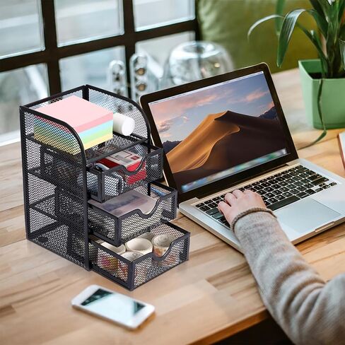 BTSKY Metal Mesh Battery Storage Organizer for AA, AAA, 9V, C Batteries, 3-Drawer Storage Box Battery Holder Organizer for Common Types Batteries, Household Container (Batteries Not Included) in Saudi Arabia