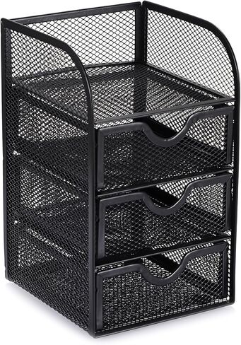 BTSKY Metal Mesh Battery Storage Organizer for AA, AAA, 9V, C Batteries, 3-Drawer Storage Box Battery Holder Organizer for Common Types Batteries, Household Container (Batteries Not Included) in Saudi Arabia