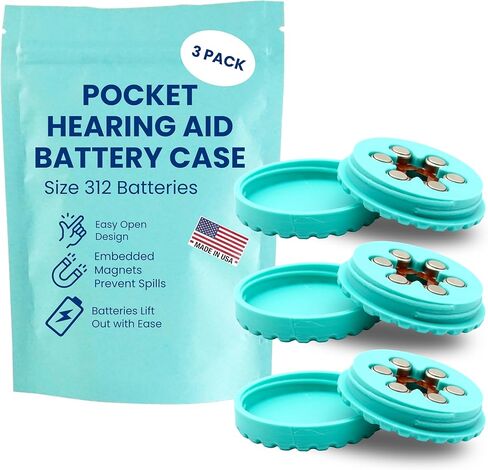 Pocket Hearing Aid Battery Case for Size 312 Batteries | Embedded Magnets for Secure and Easy Access | Custom Color Organizer | Slim Caddy for Pocket or Purse (Turquiose) in Saudi Arabia