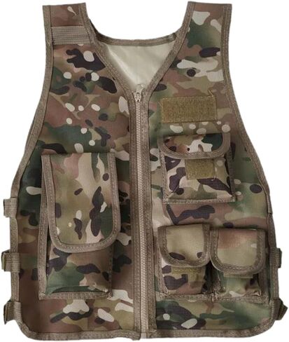 Army Costume for Boys 600D Camouflage Breathable Kids Tactical Vest with Packages and Adjustable Panels Boys Vest for Games or Training Large Kids Tactical Swat Costume for in Saudi Arabia