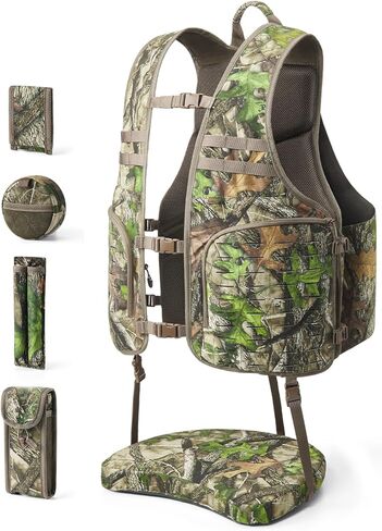 TIDEWE Turkey Vest with Seat, MOLLE System Tactical Hunting Vest with 4 Modular Add-Ons, Turkey Hunting Vest for Men & Women in Saudi Arabia