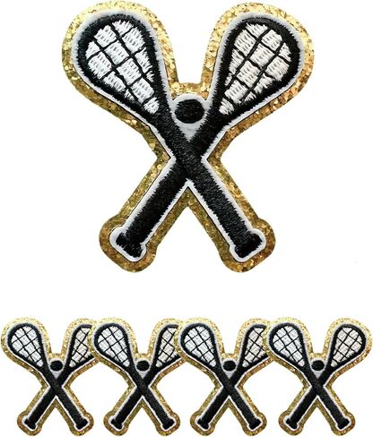Lacrosse Patch Iron On - 2pcs Chenille Lacrosse Stick Patches for Boys و Sports Hat Patches و Diy Stacking Patch و Termidered For Kids Home و Gift for Lacrosse Players in Saudi Arabia