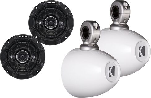 حاويات KICKER White Mini Wake Tower البحرية محملة بسماعات DSC مقاس 4 بوصات in Kuwait
