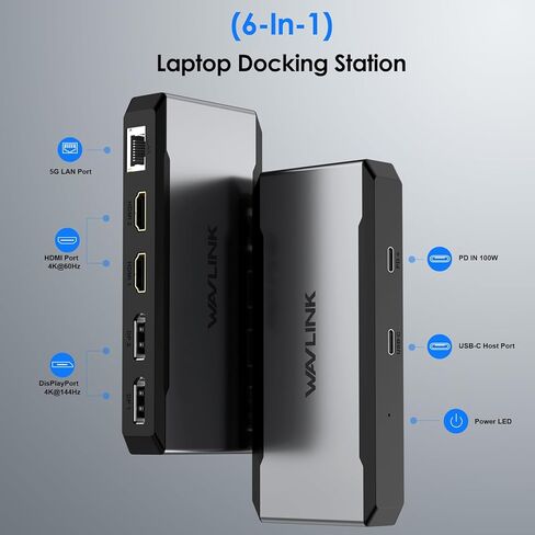 USB C Docking Station Dual HDMI, WAVLINK 4 Monitor Docking Station with Dual DP, Dual HDMI, 100W PD in, 5G Ethernet Port for Dell/HP/Lenovo etc, Windows Systerm Computer Only - Host USB3.2 Required in Saudi Arabia