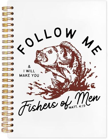 WUCHJ Retro Fish Christian Notebook,Boys Religious Notebook, Matthew 4:19 Bible Verse Journal, Religious Scripture Spiral Notebook Journal for Note Taking, Christian Faith Based Gifts for Women Men, 5.5x8.3 Inch in Saudi Arabia