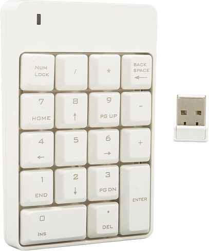 SK 51AG Numeric Keypad, 18 Keys 2.4G Wireless USB Number Pad with Low Noise Design, for Laptop Desktop 2000 OS X Vista 7 (White) in Saudi Arabia
