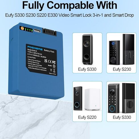Rechargeable Battery for eufy S330 3-in-1 Video Smart Lock, 10500mAh Li-ion Battery Replacement Compatible with eufy S330 S230 S220 E330 Video Smart Lock 3-in-1 and Smart Drop in Kuwait