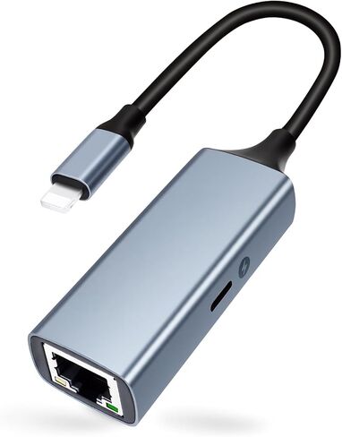 [معتمد من MFi] محول Lightning إلى Ethernet مع منفذ شحن، 2 في 1 100 ميجا بت في الثانية محول شبكة Ethernet إلى RJ45 Ethernet LAN، متوافق مع i-Phone 14/13/12/11/i-Pad/i-Pod، التوصيل والتشغيل in Kuwait