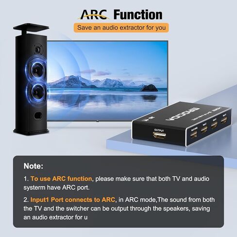 Mrocioa 8K HDMI 2.1 محول 5 في 1 مع تطبيق Universal Remote/iOS، محول HDMI 4K 120 هرتز، دعم ARC، ضبط الدقة، HDCP2.3، HDR، ALLM/VRR، CEC، Dolby، لـ PS5، Xbox Series X، Applt TV، Fire TV إلخ. in Saudi Arabia