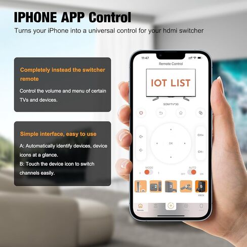 Mrocioa 8K HDMI 2.1 محول 5 في 1 مع تطبيق Universal Remote/iOS، محول HDMI 4K 120 هرتز، دعم ARC، ضبط الدقة، HDCP2.3، HDR، ALLM/VRR، CEC، Dolby، لـ PS5، Xbox Series X، Applt TV، Fire TV إلخ. in Saudi Arabia