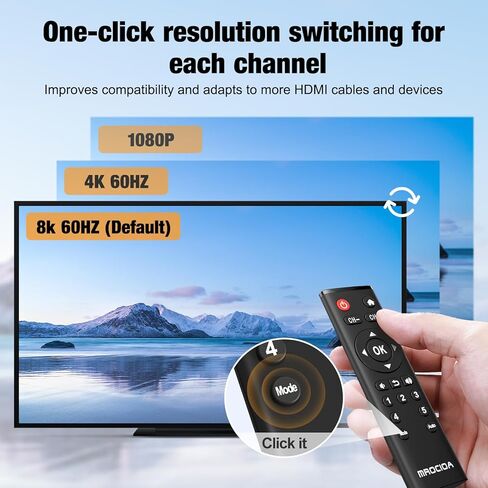 Mrocioa 8K HDMI 2.1 محول 5 في 1 مع تطبيق Universal Remote/iOS، محول HDMI 4K 120 هرتز، دعم ARC، ضبط الدقة، HDCP2.3، HDR، ALLM/VRR، CEC، Dolby، لـ PS5، Xbox Series X، Applt TV، Fire TV إلخ. in Saudi Arabia