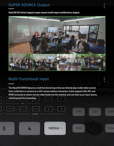 SPROLINK NeoLIVE N5/N5S 5 قنوات إدخال، تصميم كمبيوتر محمول مع شاشة 10.1 بوصة، مع مدخلات مزدوجة 4K، ودعم مخرجات MV وPGM (Neolive N5) in Kuwait