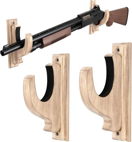 حامل مسدس على الحائط مكون من قطعتين من Little World - حامل مسدس عمودي على الحائط، شماعة خطافات مسدس للعرض العالمي للبنادق والبنادق والأقواس والسيف in Kuwait
