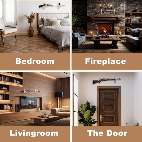 حامل مسدس على الحائط مكون من قطعتين من Little World - حامل مسدس عمودي على الحائط، شماعة خطافات مسدس للعرض العالمي للبنادق والبنادق والأقواس والسيف in Kuwait