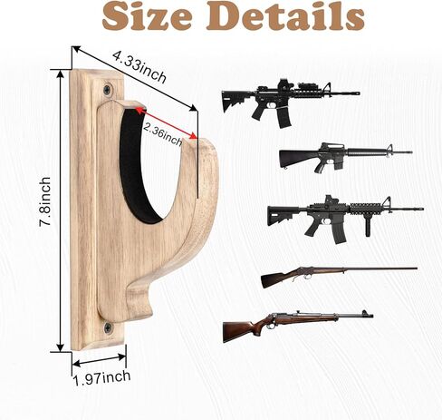 حامل مسدس على الحائط مكون من قطعتين من Little World - حامل مسدس عمودي على الحائط، شماعة خطافات مسدس للعرض العالمي للبنادق والبنادق والأقواس والسيف in Kuwait