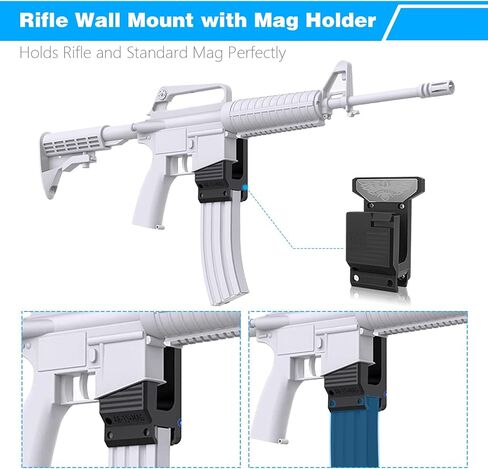 حامل حائط لـ AR15/Rifle، تصميم 2 في 1 حامل حائط AR15+Mag، مصنوع من مادة نايلون قوية يصل وزنها إلى 300 رطل، ملحقات AR15 /152/556، مناسب للجدار والباب والمكتب in Kuwait