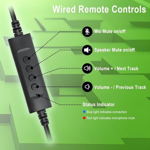 Wired USB Earbud with Microphone Single-Side USB-A Computer Headphone with Adjustable Ear Hook for PC Laptop Computer Mac Zoom Teams Office Work with Volume Controls & Mic/Speaker Mute, Lightweight in Saudi Arabia
