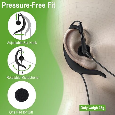 Wired USB Earbud with Microphone Single-Side USB-A Computer Headphone with Adjustable Ear Hook for PC Laptop Computer Mac Zoom Teams Office Work with Volume Controls & Mic/Speaker Mute, Lightweight in Saudi Arabia