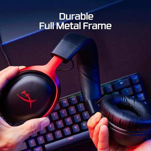 HyperX Cloud III - سماعة رأس سلكية للألعاب، الكمبيوتر الشخصي، PS5، Xbox Series X|S، محركات بزاوية 53 مم، DTS، رغوة الذاكرة، إطار متين، ميكروفون فائق الوضوح 10 مم، USB-C، USB-A، 3.5 مم - وردي (متجدد) in Saudi Arabia