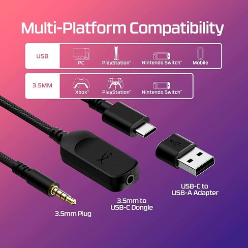 HyperX Cloud III - سماعة رأس سلكية للألعاب، الكمبيوتر الشخصي، PS5، Xbox Series X|S، محركات بزاوية 53 مم، DTS، رغوة الذاكرة، إطار متين، ميكروفون فائق الوضوح 10 مم، USB-C، USB-A، 3.5 مم - وردي (متجدد) in Saudi Arabia