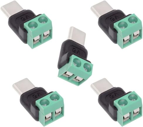 xiwai 5pcs/Set Type-C Male Plug OTG Pinout to 2Pin Terminal Output Fast Charge Adapter DIY OEM Repair Solderless Connector DC 5V USB2.0 Power in Saudi Arabia