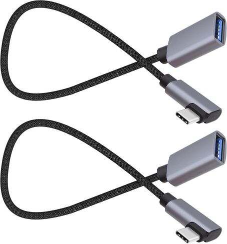 USB3.0 to Type-C OTG Adapter Cable 5GB Right Angled USB C Male to USB A Female Charge Data Transfer Connector Cable for Phone Laptop Tablet -30CM/1FT, 2 Pack (Left/Right Angle) in Kuwait