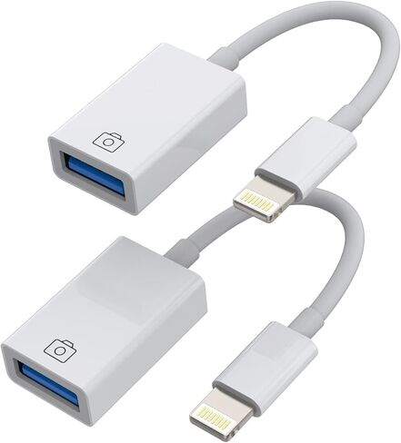 محول دونجل لهاتف iPhone OTG (عبوة من قطعتين) محول كابل Lightning ذكر إلى USB أنثى لأجهزة Apple 14 13 11 12 Pro Max Mini Xr X 8 Se Plus لجهاز iPad Air U Disk وقارئ بطاقة الكاميرا ولوحة المفاتيح ولوحة المفاتيح والماوس in Saudi Arabia