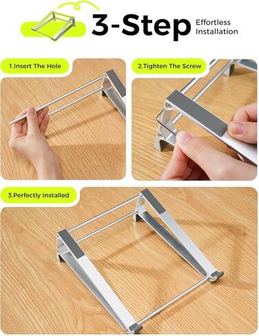 MAGIC JOHN Laptop Stand for Desk, Storage Laptop Riser Portable, Aluminum Ergnomic Computer Stand with Silicone Pads,Cooling & Laptop Holder, Compatible with MacBook Air Pro, HP, Dell, (10-17 Inch) in Saudi Arabia