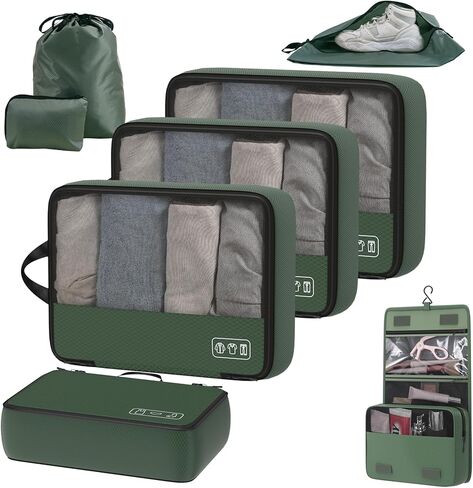 Compression Packing Cubes for Travel, Versatile 8-Piece Compression Packing System- Lightweight Travel Organizers for Camping, Hiking & Adventure, Space Save for Backpack, Duffel & Suitcase- Orange in Saudi Arabia