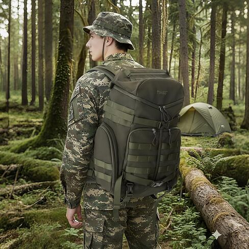 Timeet Tactical Backpack Hiking Backpack: 3-Zip Wide-Opening Design Military Backpack - Large Capacity Molle Tactical Gear - Water-Resistant Tactical Bag 3 Day Assault Pack (Army Green, 22 Inch) in Saudi Arabia