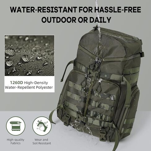 Timeet Tactical Backpack Hiking Backpack: 3-Zip Wide-Opening Design Military Backpack - Large Capacity Molle Tactical Gear - Water-Resistant Tactical Bag 3 Day Assault Pack (Army Green, 22 Inch) in Saudi Arabia