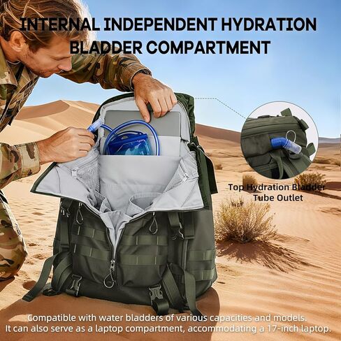 Timeet Tactical Backpack Hiking Backpack: 3-Zip Wide-Opening Design Military Backpack - Large Capacity Molle Tactical Gear - Water-Resistant Tactical Bag 3 Day Assault Pack (Army Green, 22 Inch) in Saudi Arabia