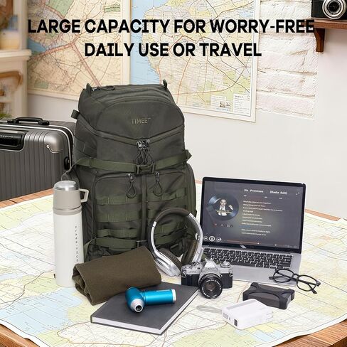 Timeet Tactical Backpack Hiking Backpack: 3-Zip Wide-Opening Design Military Backpack - Large Capacity Molle Tactical Gear - Water-Resistant Tactical Bag 3 Day Assault Pack (Army Green, 22 Inch) in Saudi Arabia