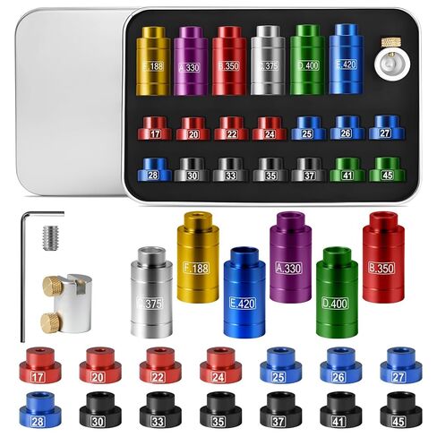 Bullet and Headspace Gauge Comparator Kit with 14 Inserts & 6 Bushings, Headspace Comparator Kit for .17 to .45 Caliber, Reloading Supplies and Equipment and Reloading Tool with Tin Case in Saudi Arabia