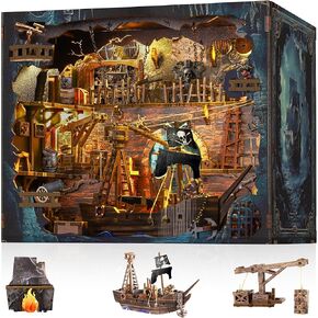 Vorathis Book Nook Kit - DIY مصغرة المكتبة BookNook - لغز خشبي ثلاثي الأبعاد مع مصابيح LED - إدخال رف الكتب الإبداعي هدية تعليمية للبالغين in Kuwait