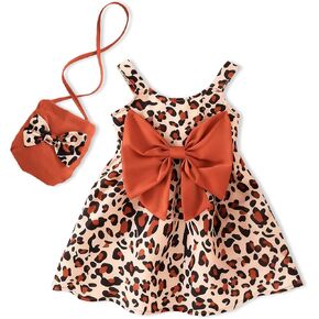 طفل رضيع فتاة فساتين ملابس الصيف أكمام Bowknot ملابس الرضع فستان الشمس غير رسمي لفتاة لطيف قبعة + حقيبة in Kuwait