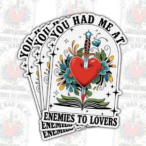 3 Pcs You Had Me at Enemies to Lovers Sticker, Heart & Dagger Over Open Book Vinyl Decal Waterproof for Laptop, Water Bottle, Journal, Car Gift for Romance Readers & Book Lovers 3 Inch in Kuwait