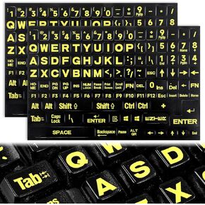 2 Pcs English Keyboard Stickers Universal Keyboard Letter Stickers Big Bright Yellow Lettering Replacement Keyboards Sticker for Computer Laptop Desktop in Saudi Arabia