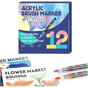 أقلام طلاء أكريليك، أقلام وأقلام تحديد برأس فرشاة ناعمة، 60 لونًا من أقلام طلاء الأكريليك للخشب والحجر والقماش والزجاج والنسيج والبيض والرسم الصخري واللوازم الفنية للحرف اليدوية in Kuwait
