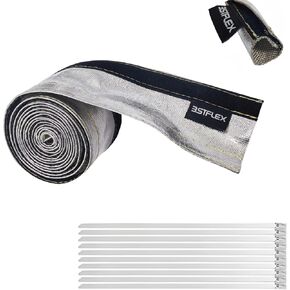 Wire Heat Shield Sleeve Aluminized Heat Shroud Heat Sleeving Fuel Line 2" I.D. X 3Ft with 10 Pcs Stainless Steel Cable Metal Zip Ties in Kuwait