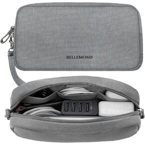 BELLEMOND「Totono+」| Cord Organizer Tech Pouch | Travel Electronics Organizer Case for Cables & Chargers | Hidden AirTag Slot & Cable Pass-Through | Designed in Japan | Bamboo Green in Kuwait
