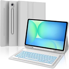 for Samsung Galaxy Tab S10 FE+ Plus 13.1'' 2025 Keyboard Case, 7 Color Backlit,Detachable Wireless Bluetooth Keyboard for Galaxy Tablet S10FE+ Case Samsung Tab S10 FE Plus Keypad with Pen Holder,Grey in Saudi Arabia