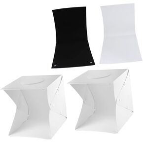 Portable 30cm Photo Light Box Kit with LED Soft Glow Strips, Double Backdrops Black and White, Mini Photo Studio Tent for Product and Jewelry Photography in Saudi Arabia