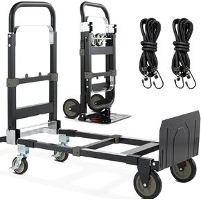 3-in-1 Folding Hand Trucks, 600Lbs Convertible Hand Truck Dolly, Heavy Duty Convertible Dolly with Retractable Handle and 4 Rubber Wheels, Collapsible Cart for Moving Office/Home/Warehous(Green) in Kuwait